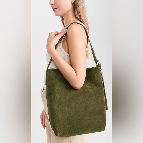 Madewell The Essential Bucket Tote in Green Suede - Picture 1 of 9